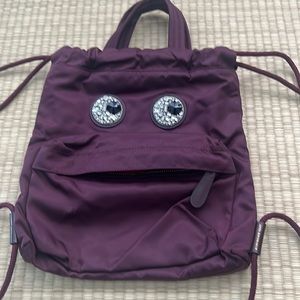 Anya Hindmarch Crystal Eyes small Maroon Nylon Drawstring backpack